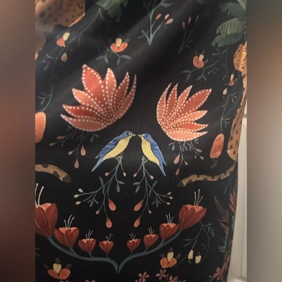 Coramoon Sz M Black Mystical Tropical Fern Print Cropped Top And Skirt Set Boho - Picture 5 of 7